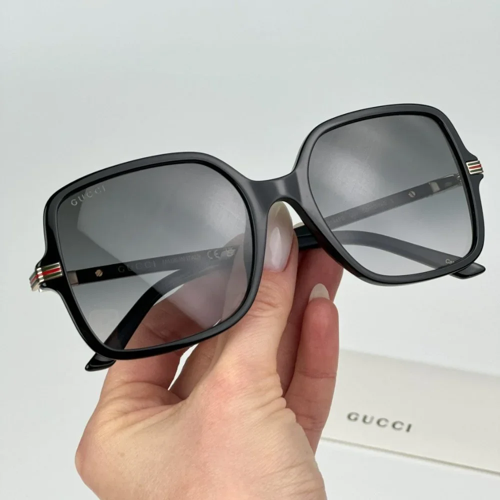 Gucci GG1449S 001 BRAND NEW Sunglasses Black Grey Women Square GG 1449S - Picture 6 of 11